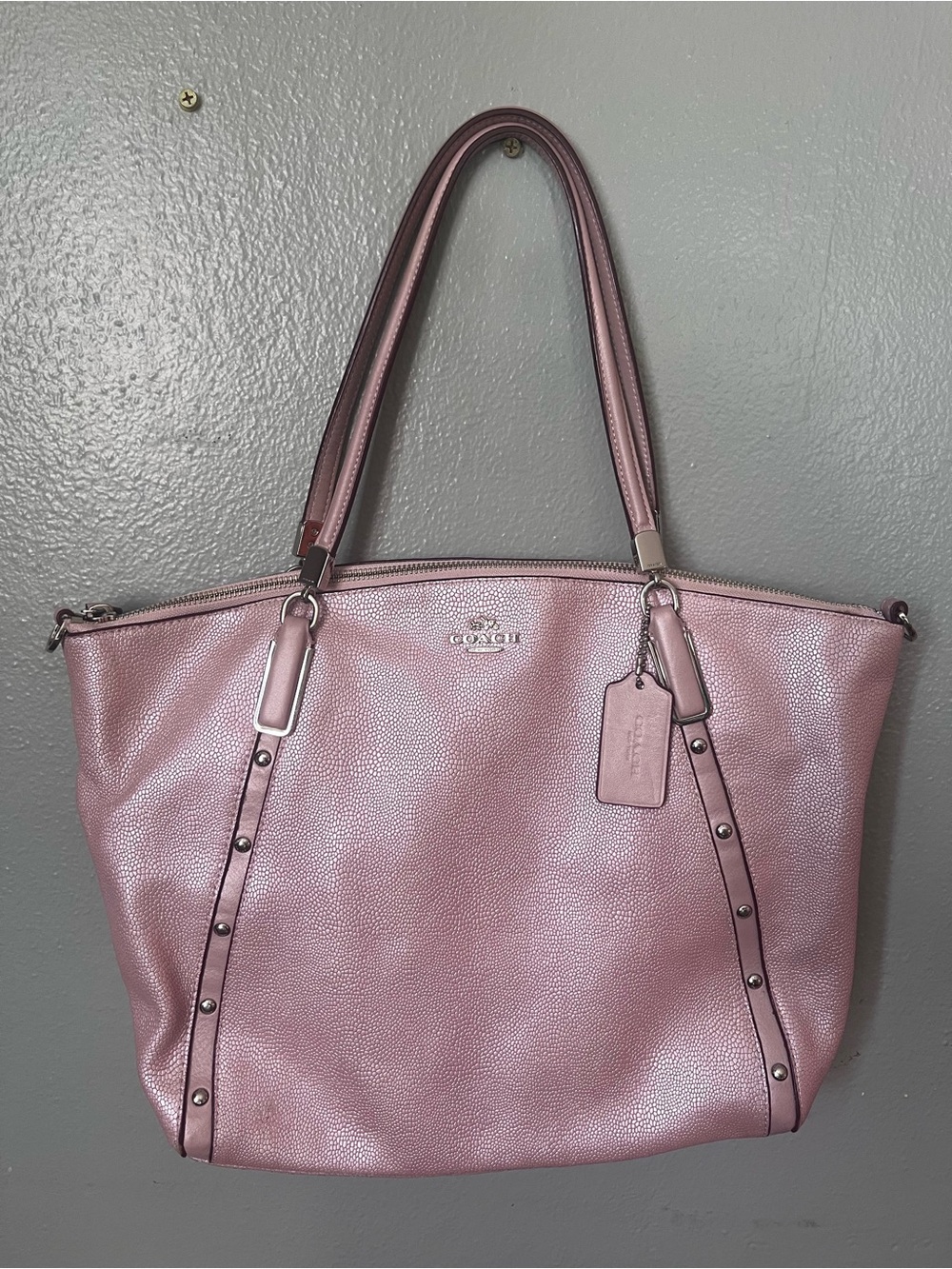 Coach Metallic Rose Pink Leather Tote